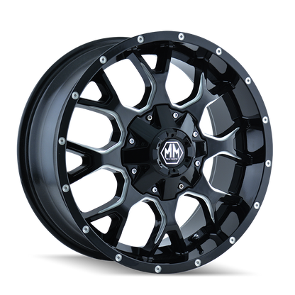 MAYHEM MAYHEM WARRIOR 8015 GLOSS BLACK MILLED 20X9 8-180 18MM 124.1MM