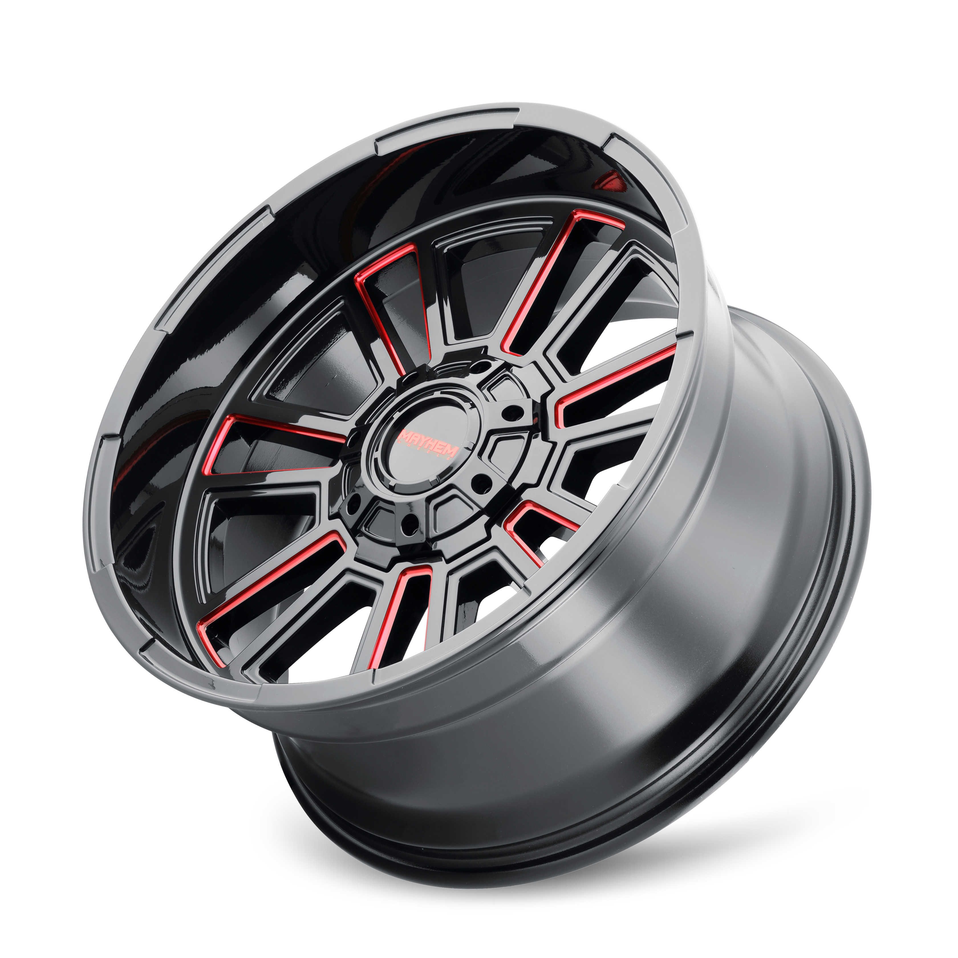 MAYHEM MAYHEM APOLLO 8115 GLOSS BLACK MILLED PRISM RED MILLED 20-9 8-170 18MM 125.2MM