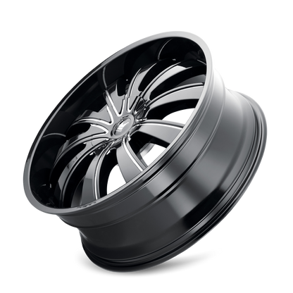 MAZZI MAZZI ROLLA 374 GLOSS BLACK MILLED 24X9.5 5-127/5-139.7 18MM 87MM
