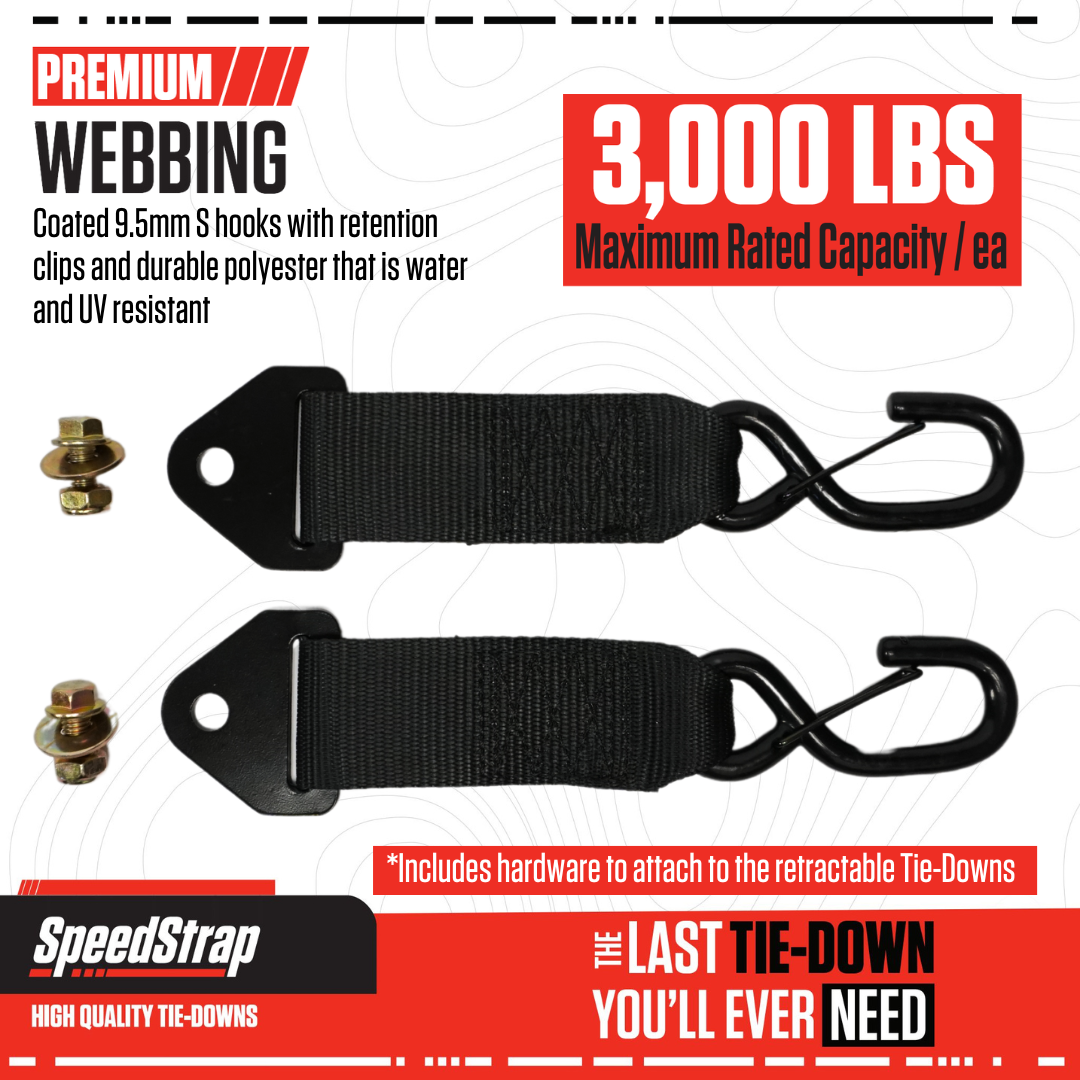 2” x 10” S-Hook Adapters for Retractable Tie-Down Straps (2 Pack) - SpeedStrap