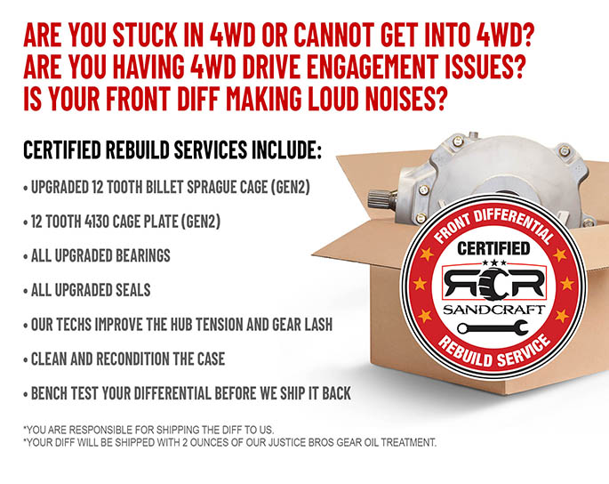 GEN 2 - BULLETPROOF FRONT DIFFERENTIAL RE-BUILD - TURBO 'S' / RS1 / PRO XP