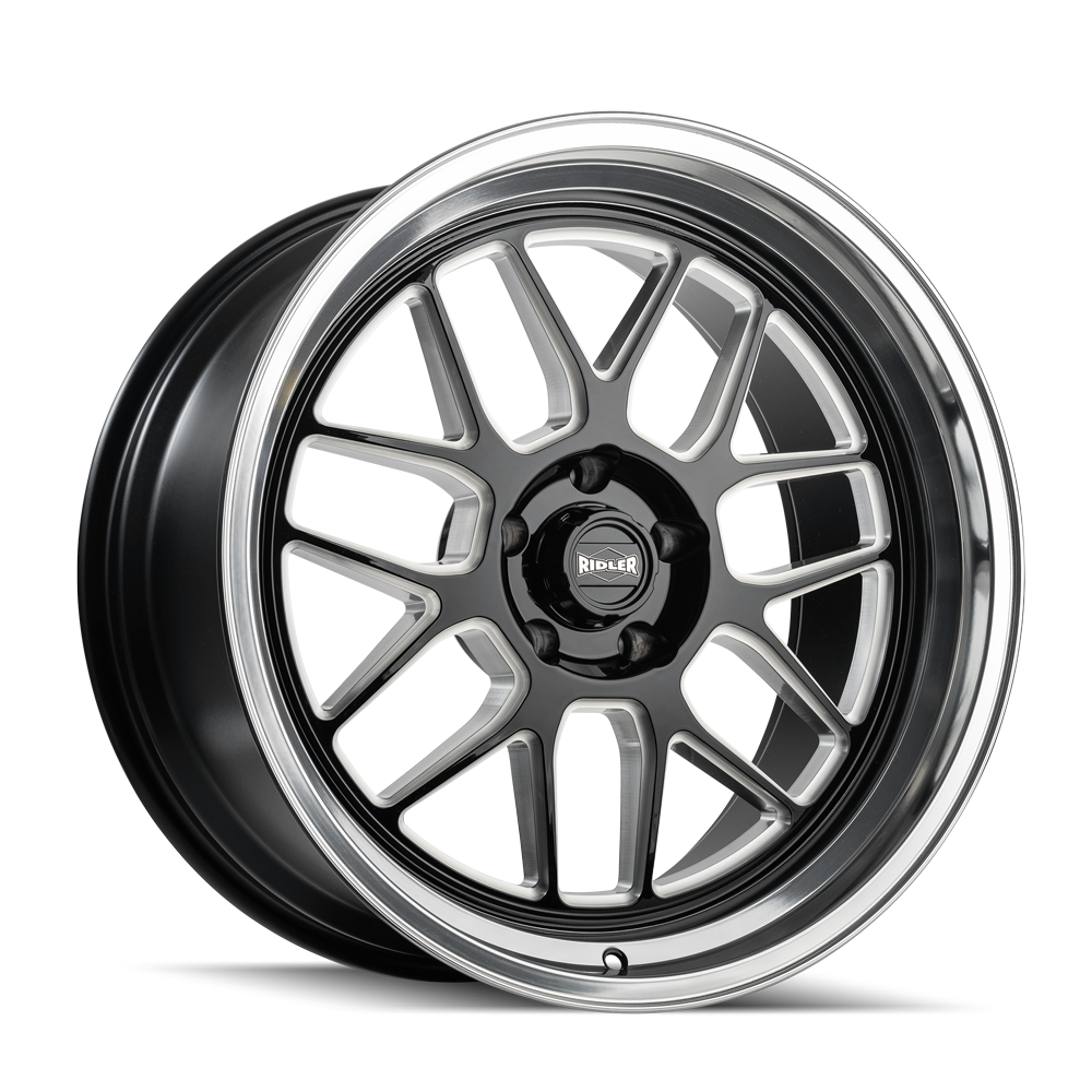 RIDLER RIDLER 611 611 GLOSS BLACK MILLED WITH DIAMOND CUT LIP 20X8.5 5-114.3 0MM 83.82MM