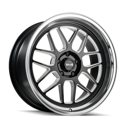 RIDLER RIDLER 611 611 GLOSS BLACK/MILLED WITH DIAMOND CUT LIP 18X9.5 5-127 0MM 83.82MM