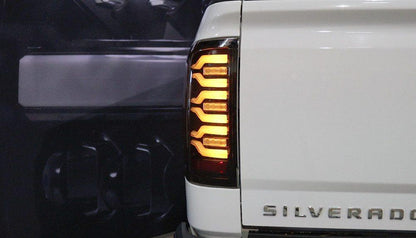 Alpha Rex 14-18 Chevrolet Silverado 1500 / 15-19 Silverado 2500HD/3500HD / 15-19 GMC Sierra 3500HD Dually LUXX-Series LED Tail Lights Black