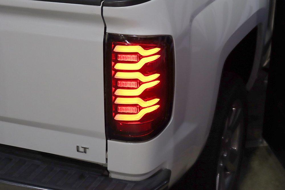 Alpha Rex 14-18 Chevrolet Silverado 1500 / 15-19 Silverado 2500HD/3500HD / 15-19 GMC Sierra 3500HD Dually LUXX-Series LED Tail Lights Black