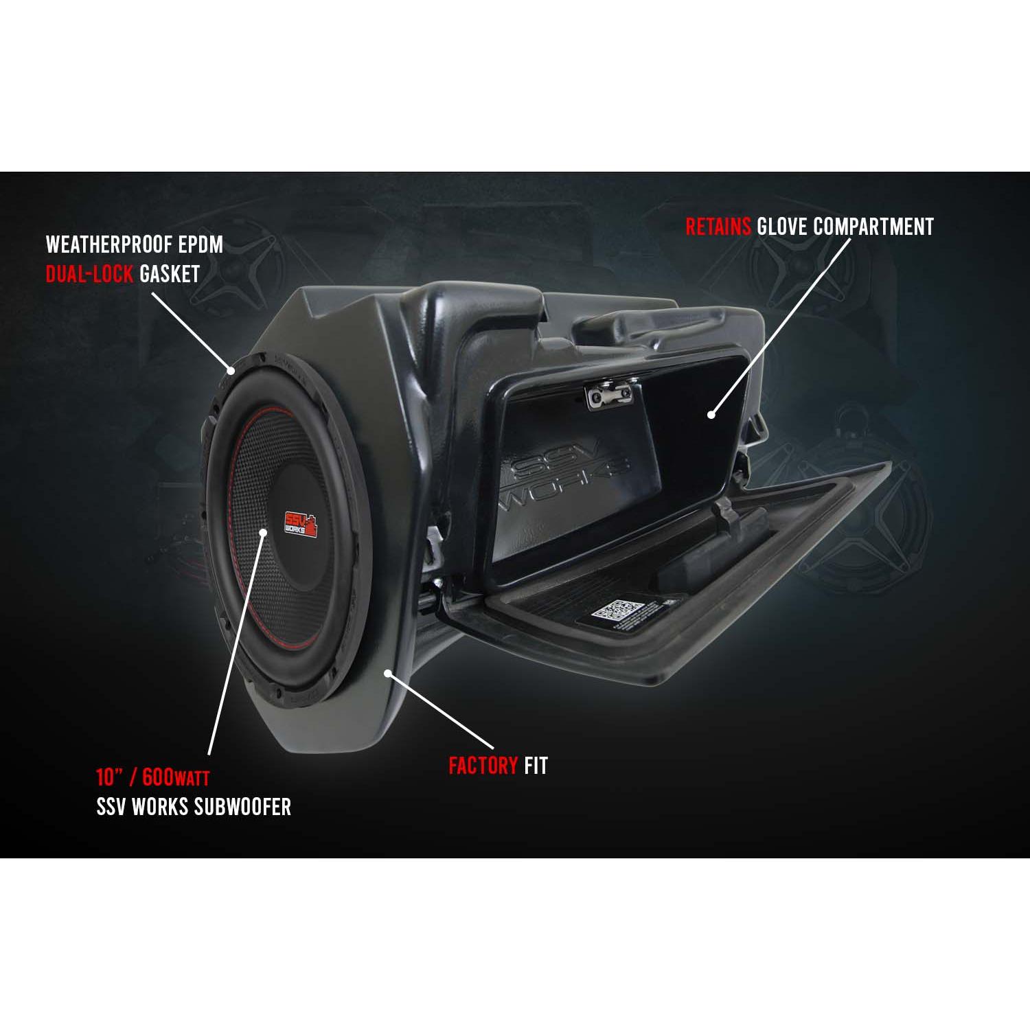 2014-2023 Polaris RZR Glove-Box 10" Subwoofer Enclosure
