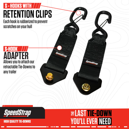 2” x 10” S-Hook Adapters for Retractable Tie-Down Straps (2 Pack) - SpeedStrap