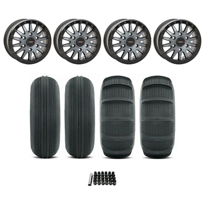 Can Am Maverick R SB-8 Beadlock Wheel (Matte Brushed Grey) / Sand Series Tire Package