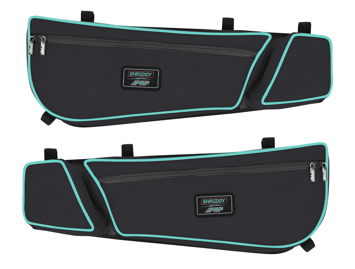 PRP Shreddy Front Door Bag with Knee Pad for Can-Am Maverick X3 (Pair), Black and Pink