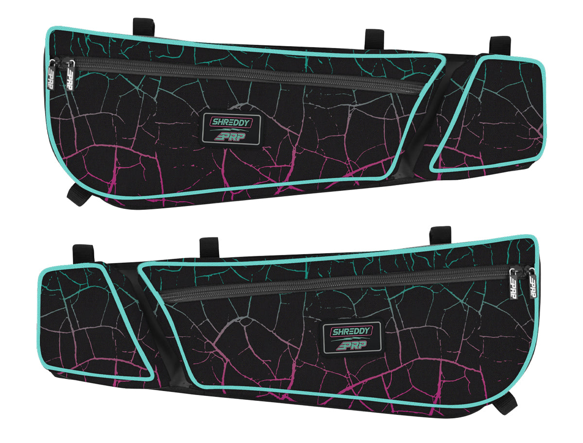 PRP Shreddy Front Door Bag with Knee Pad for Can-Am Maverick X3 (Pair), Black and Pink