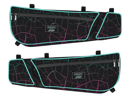PRP Shreddy Front Door Bag with Knee Pad for Can-Am Maverick X3 (Pair), Black and Pink