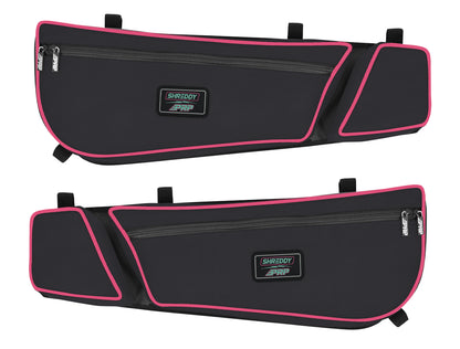 PRP Shreddy Front Door Bag with Knee Pad for Can-Am Maverick X3 (Pair), Black and Pink