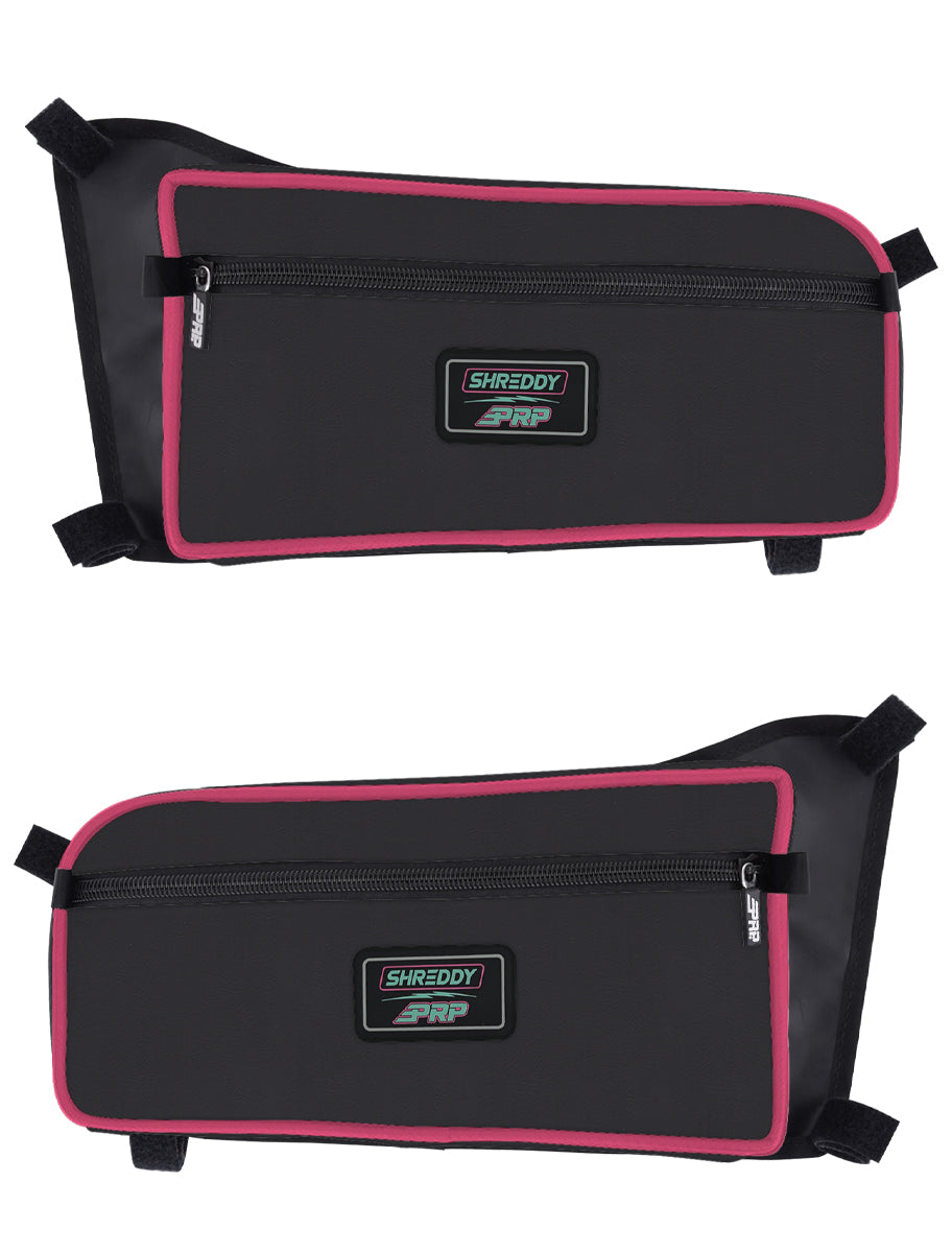 PRP Shreddy Rear Door Bags for Can-Am Maverick X3 (Pair), Black and Pink