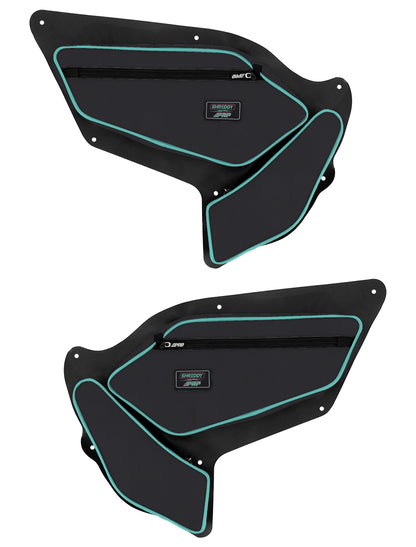 PRP Shreddy Front Door Bags with Knee Pad for Polaris RZR PRO XP, PRO R, Turbo R (Pair), Black and Pink