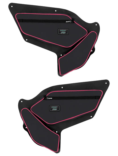 PRP Shreddy Front Door Bags with Knee Pad for Polaris RZR PRO XP, PRO R, Turbo R (Pair), Black and Pink