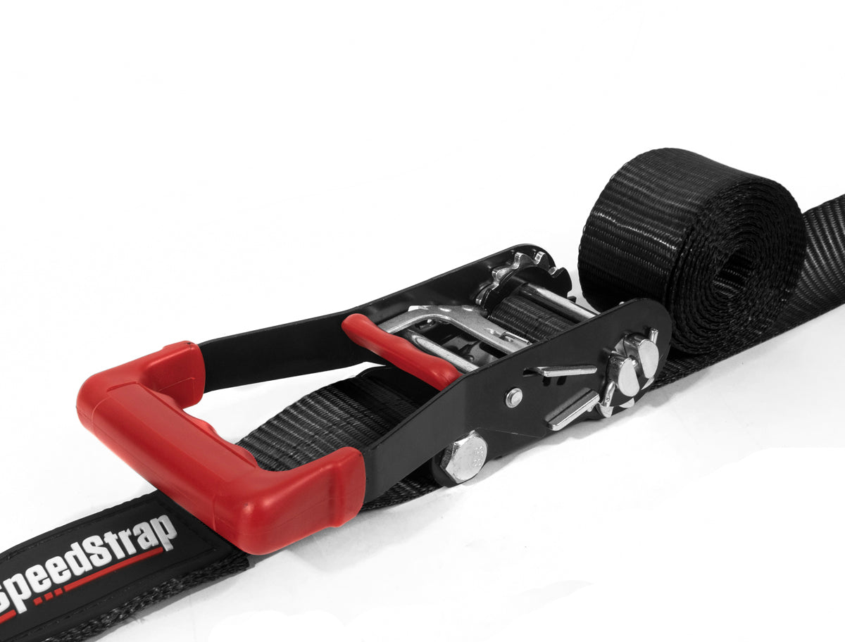 2" x 10' Ratchet Tie Down w/ Twisted Snap Hooks & Axle Strap Combo, Black - SpeedStrap