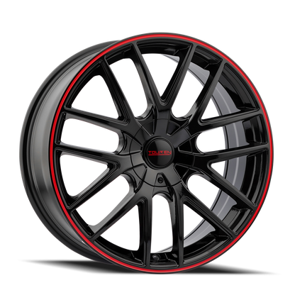 TOUREN TOUREN TR60 3260 GLOSS BLACK WITH RED RING 18X8 5-108/5-114.3 40MM 72.62MM