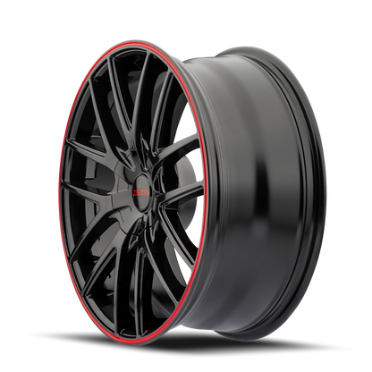 TOUREN TOUREN TR60 3260 GLOSS BLACK WITH RED RING 17X7.5 5-110/5-115 42MM 72.62MM