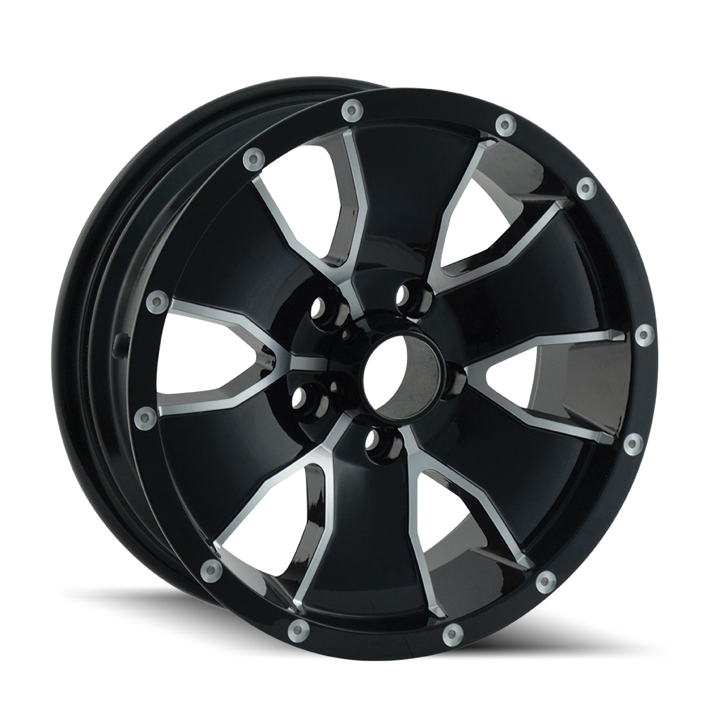 ION TRAILER TRAILER WHEELS 14 GLOSS BLACK MACHINED 14X6 5-114.3 0MM 83.82MM