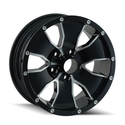 ION TRAILER TRAILER WHEELS 14 GLOSS BLACK MACHINED 14X6 5-114.3 0MM 83.82MM