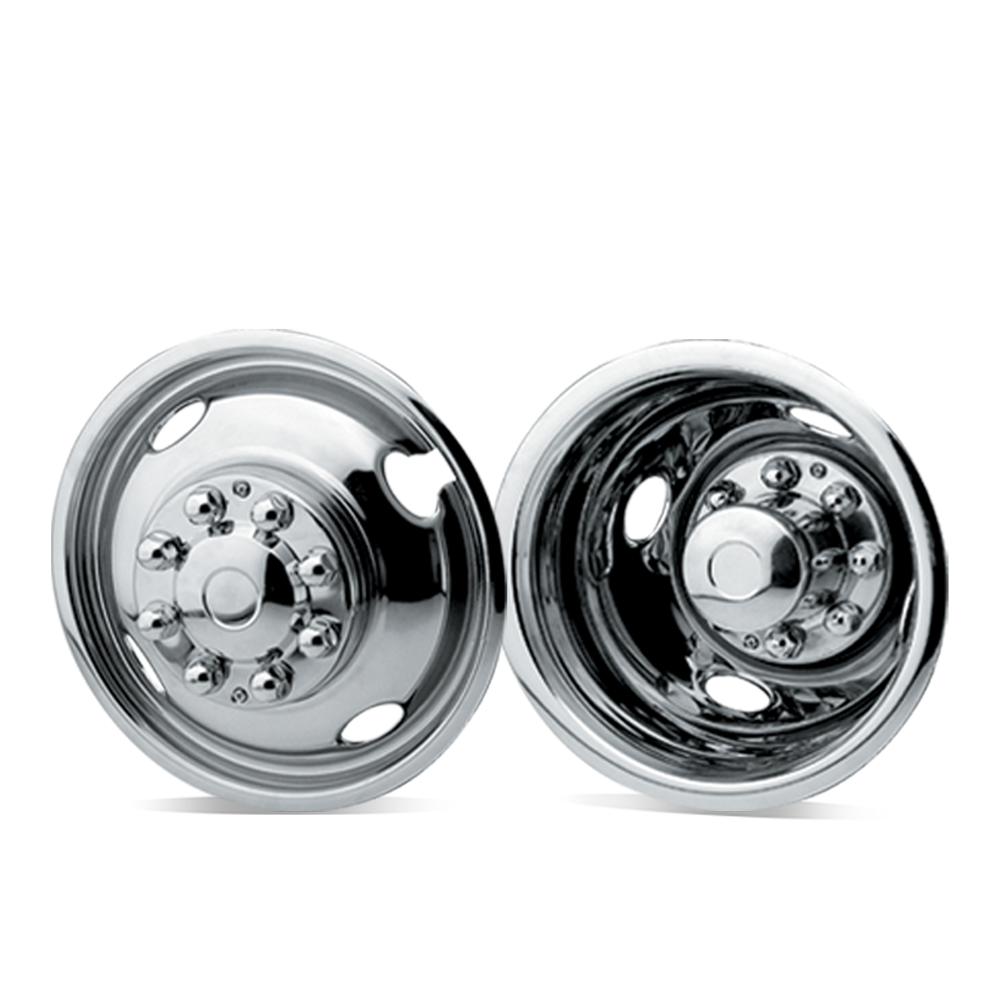 Mr Lugnut 19.5" STAINLESS STEEL FORD 8-LUG TOP LUG INSTALL 5-HOLE DESIGN DUALLY SET