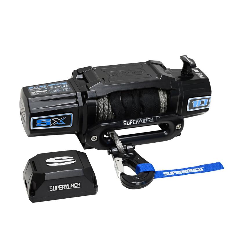 Superwinch 10000 LBS 12V DC 3/8in x 80ft Synthetic Rope SX10SR Winch - Semi Gloss Black