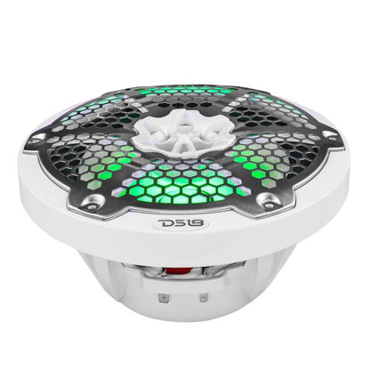DS18 NXL-M Series Speaker w/ RGB LED Lights 8in 2-Way 125 Watts RMS 4 ohm White w/ Cover