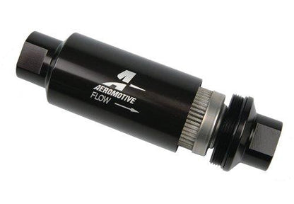 Aeromotive In-Line Filter - (AN-6 Male) 40 Micron Stainless Mesh Element Bright Dip Black Finish