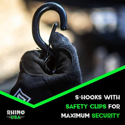 Rhino USA Heavy Duty Ratchet Tie-Down 4-Pack (Gray) 1.6In X 8Ft