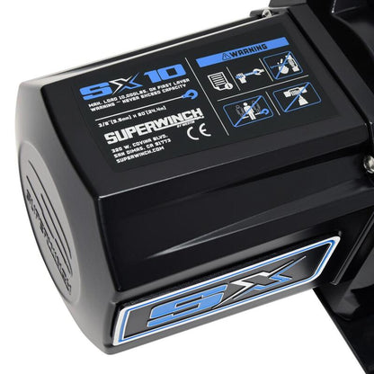 Superwinch 10000 LBS 12V DC 3/8in x 80ft Synthetic Rope SX10SR Winch - Semi Gloss Black