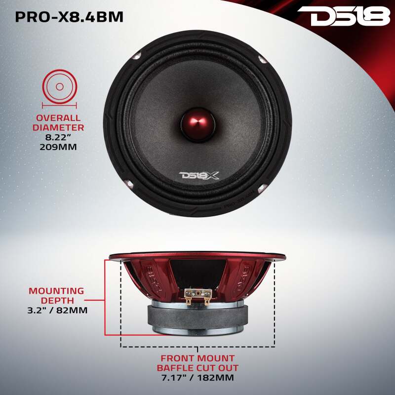 DS18 8in 275 Watts RMS 4 ohm Mid-Range Loudspeaker Bullet Loudspeaker