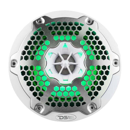 DS18 NXL-M Series Speaker w/ RGB LED Lights 6.5in 2-Way 100 Watts RMS 4 ohm White w/ Cover