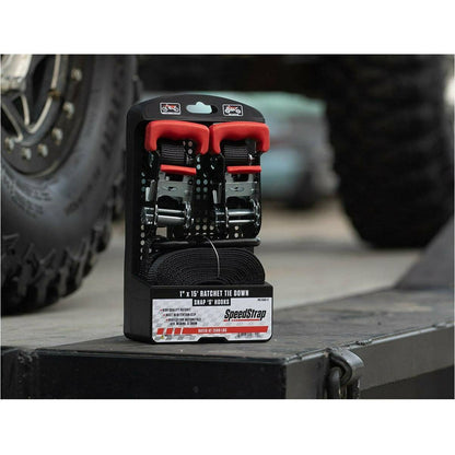 1"x15' Ratchet Tie Down with Snap S Hooks (2 Pack) (GARAGE SALE)