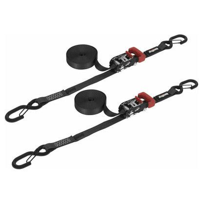 1"x15' Ratchet Tie Down with Snap S Hooks (2 Pack) (GARAGE SALE)