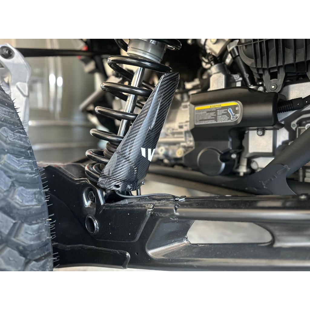 Can Am Maverick R Carbon Fiber Rear Shock Guard Set